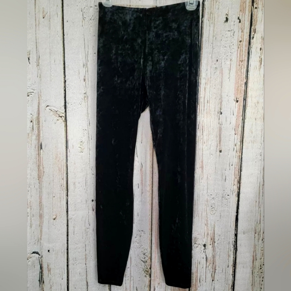 Lysse Women's Small Mara Velvet Leggings Slim Fit Skinny Black Pants EUC